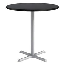 KFI Studios 42in Round Dining Table - 42in H - Black Top - Silver Base