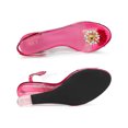 thumbnail image 4 of BLISSFUL STEP Women's Shoes Clear Wedge Heels Rhinestone Peep Toe Slingback Transparent Shoes Hot Pink 9, 4 of 7