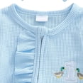 thumbnail image 4 of Zanarzt Newborn Baby Boy Romper Baby 1st Birthday Outfit Letter Embroidery Long Sleeve Zip Up Romper Footed Jumpsuit with Headband BU1,6-12 Months, 4 of 7