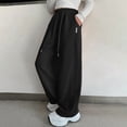 thumbnail image 5 of Ccpelsie Girls Spring Casual Lounge Pants Wide Leg Loose Fit Sweatpants Elastic Waist Drawstring Joggers for Home Comfort(A01-Black,6-7 Years), 5 of 5