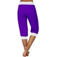 thumbnail image 4 of Timegard Joggers for Women Capris Mid Waisted Drawstring Color Block Comfy Casual Crop Pants with Pockets, 4 of 6