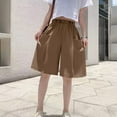 thumbnail image 6 of Women's High Waisted Bermuda Work Shorts Wide Leg Pleated Knee Length Daily Short Pant Dressy Casual Summer Suit Shorts with Pockets for Business, 6 of 7