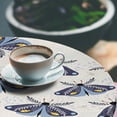 thumbnail image 3 of Ambesonne Moth Drawing Fitted Round Tablecloth, Jungle Animal Wingy, 36"- 40" Diameter, Dark Sky Blue Off White, 3 of 5