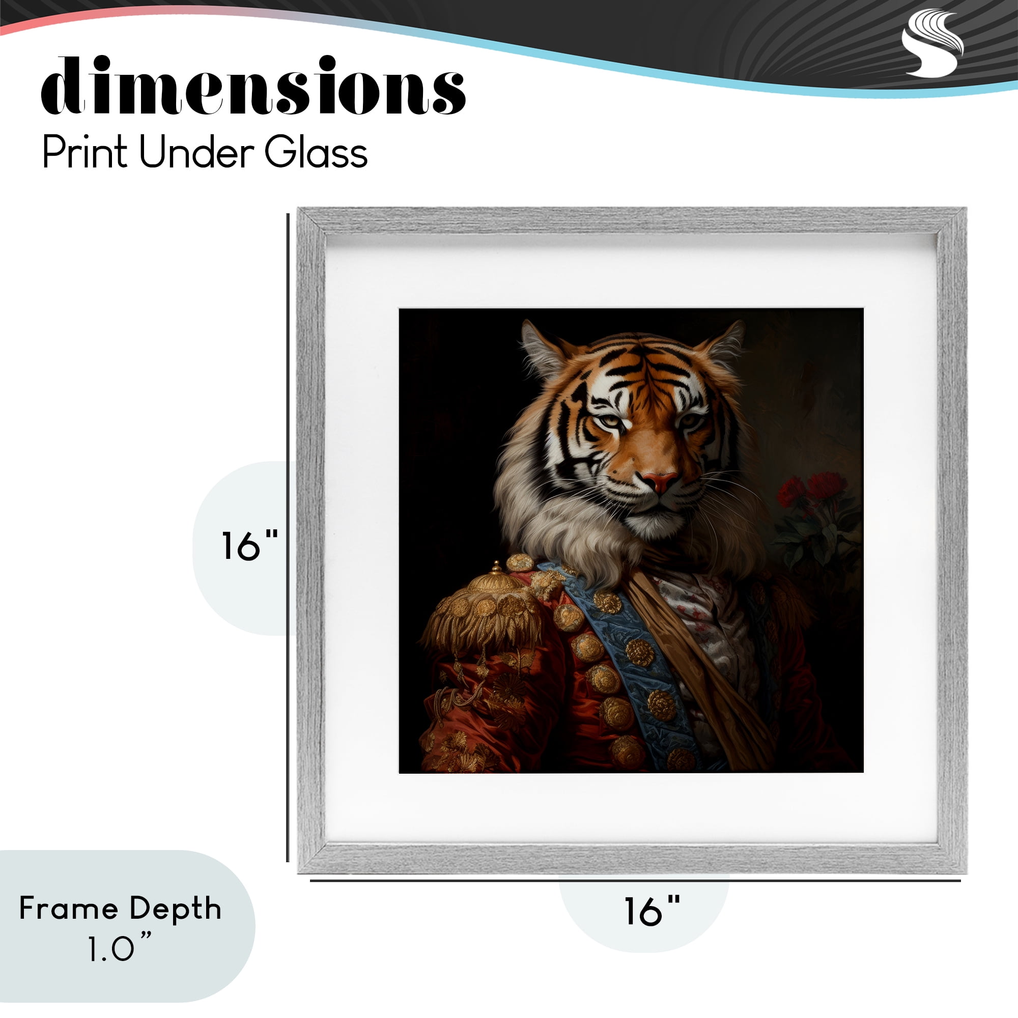 Stupell Industries Noble Tiger Transformation Gray Framed Print Under Glass, design by Lazar Studio