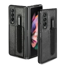 Case for Samsung Galaxy Z Fold 4 5G, Plain PU Leather Case Wallet with S Pen Slot, Durable Anti-slip Flip Folding Case Cover Compatible with Samsung Galaxy Z Fold 4 7.6 inch 2022,Black