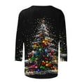 thumbnail image 4 of ZVAVZ Merry Christmas 3/4 Sleeve Tops for Women Crewneck Snowflake Snowman Holiday Shirts Xmas Tree Tops Xmas Gifts Christmas Clearance, 4 of 5