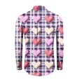 thumbnail image 3 of Fgvctg Mens Button Down Shirt Valentine's Day Long Sleeve Cotton Blouses Collared Plus Size Date Day Love Heart Print Shirt Fashion Business Casual Outfits Light Purple XL, 3 of 4