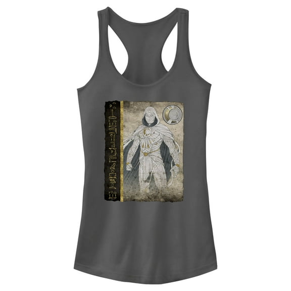 Junior's Marvel: Moon Knight Hierographic Superhero Profile Sketch  Racerback Tank Top Charcoal X Small