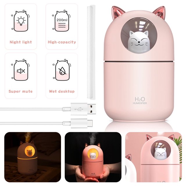 DEBGFS The Bedroom Humidifier Is Suitable For Baby Ultrasonic Cold Mist Humidifiers For Small Rooms The Portable Humidification Unit Is Perfect For Office High And Low Fog White,Pink