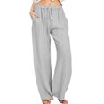 thumbnail image 1 of LUXUR Ladies Leggings Solid Color Bottoms Pockets Yoga Pants Long Jeggings Drawstring Trousers Gray S, 1 of 7