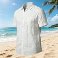 thumbnail image 6 of Men's Linen Short Sleeve Casual Shirt - Loose Fit Hawaiian Button Down, 6 of 6