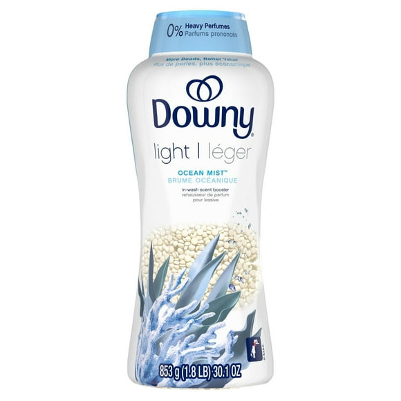 Downy Light Laundry Scent Booster Beads for Washer, Ocean Mist Scent, with No Heavy Perfumes, 853G
