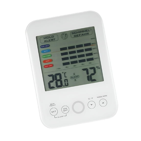 GJX Indoor Screen Thermometer Hygrometer with Mold Alert Comfort Level Display for Home Office