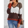 thumbnail image 6 of Asyoly Women's Stripe Pullover Sweater Deep V Neck Long Sleeve Color Block Loose Knit Jumper Casual Lightweight Tops, 6 of 6