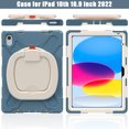 thumbnail image 3 of ELEHOLD Heavy Duty Rugged Case for iPad 10.9" (2022) 10th Generation Three-Layer Protection Foldable Portable 360 Rotating Bracket Kickstand Handle Grip Shockproof Durable Case,Cornflowerblue, 3 of 7