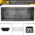 thumbnail image 3 of Strictly Sinks 45 Inch Black Workstation Sink - 16 Gauge Stainless Steel Sink, 2-Tier Undermount Kitchen Sink with Accessories, 3 of 9