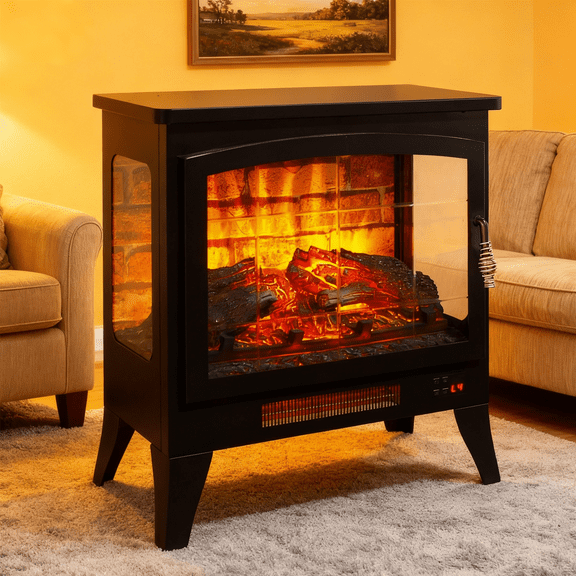 [Luckynote] 21 inchThree-sided Freestanding Electric Fireplace Stove heater with 3D Flame effect with remote control