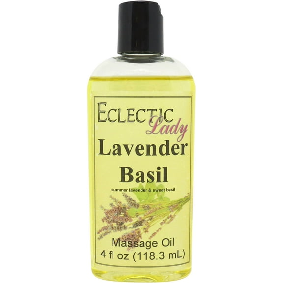 Lavender Basil Massage Oil by Eclectic Lady, 4 oz, Sweet Almond Oil and Jojoba Oil