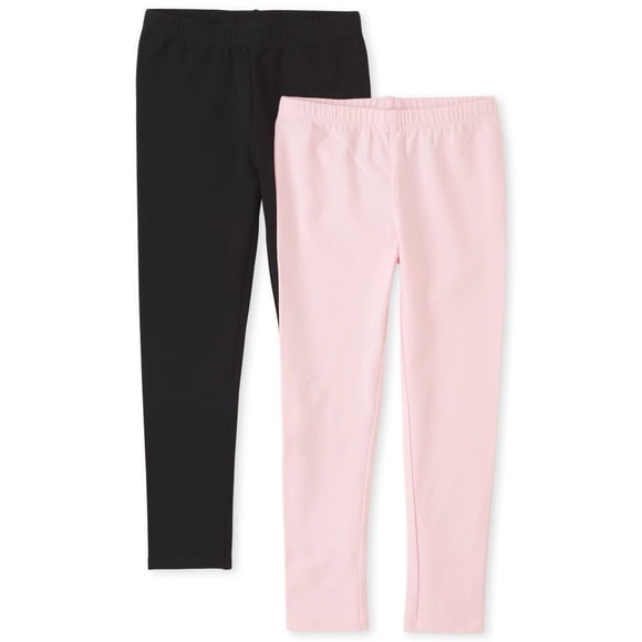 Leggins The Children's Place, color negro/Shell, paquete de 2 unidades, para niña