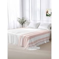 thumbnail image 5 of Pink Striped Twim Size Flat Sheet, Wrinkleproof & Fadeproof Cooling Flat Bed Sheet Only, Modern White Striped Abstract Art Aesthetics Breathable Soft Bedding Top Sheets 66 x 96 Inches, 5 of 8