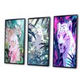 thumbnail image 3 of Designart "Wild Tiger with Girl in Jungle" Animals Tiger Framed Wall Art Set Of 3 - Pink Tiger Frame Gallery Set For Office Decor, 3 of 6