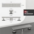 thumbnail image 2 of SUS304 Stainless Steel 12 Inch Linear Rectangular Removable Square Hole Grate Brushed Shower Drain, 2 of 6