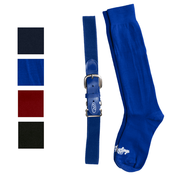Rawlings BLTSOCKM-BLUE Rawlings Baseball Belt & Sock Combo (medium/blue)