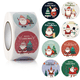 thumbnail image 1 of Pegatinas de fondo de Feliz Navidad en rollo, tamaño redondo, perfectas para decoración, pegatinas, regalos y sellado de sobres, 1 of 5