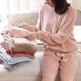 thumbnail image 4 of Conjunto de pijama de felpa para mujer, ropa de dormir de dos piezas, trajes de casa, Top de salón, pantalones, Otoño e Invierno, 4 of 4