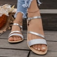 thumbnail image 6 of ShiShine Womens Flat Sandals Dressy Cute Summer Metallic Sparkly Open Toe Slides Vacation Beach Ankle Strap Sandals, 6 of 9