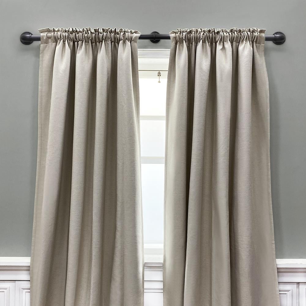 Lumi 1" Matte Black Wraparound Single Curtain Rod, 72-144"