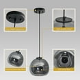 thumbnail image 5 of LMQNINE Smoke Gray Glass Pendant Light Black Island Fixture Adjustable Hanging Lamp for Kitchen Bedroom Dining 7.87 inch 3-Pack, 5 of 8