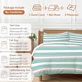 thumbnail image 6 of King 4 Piece Bedding Set Minimalist Turquoise Grey Striped Soft Breathable Duvet Cover and Pillowcase, Modern Abstract Art Duvet Cover Set Bed Sheets for Bedroom Dormitory Guest Room, 6 of 9