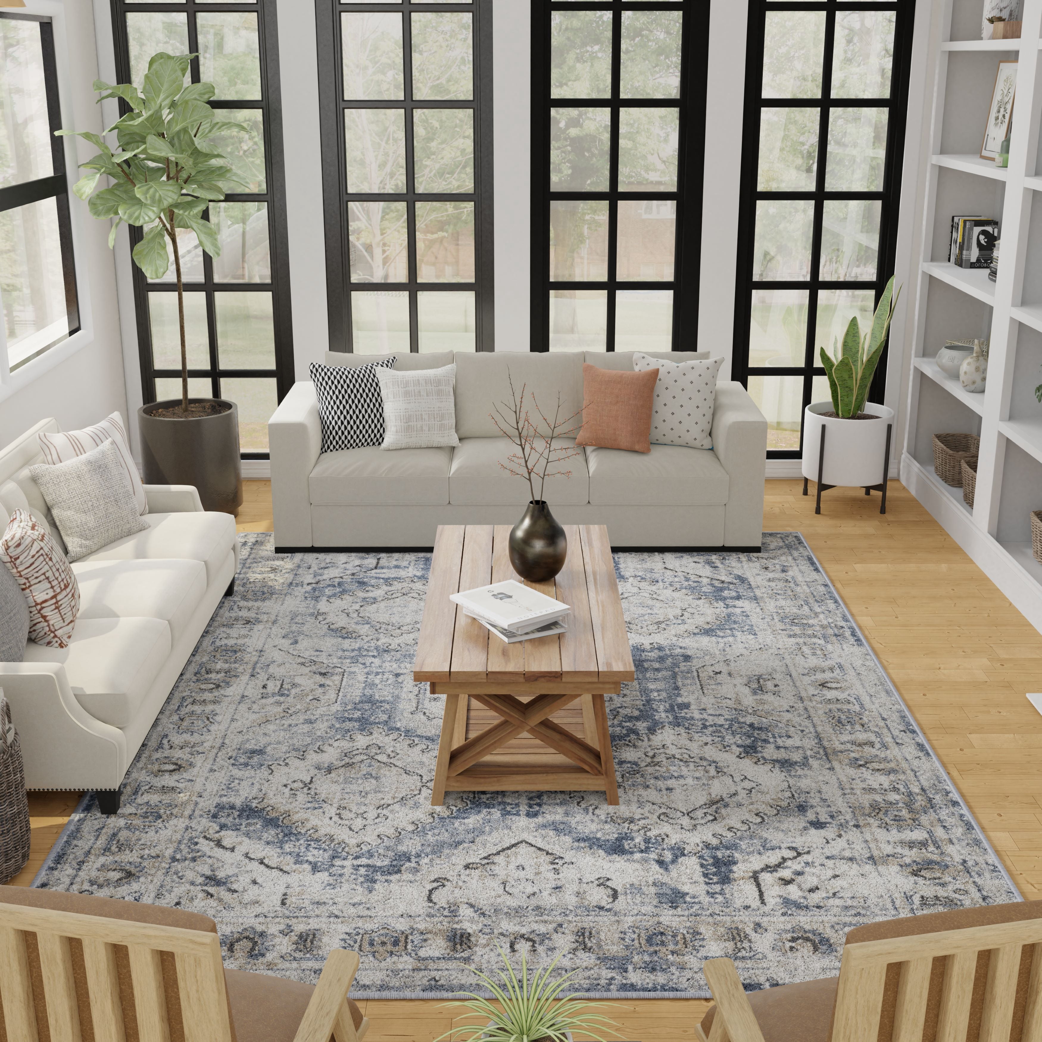 Loomaknoti Kehleigh Auborn 2' x 3' Blue Oriental Indoor Area Rug