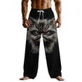 thumbnail image 2 of Dolkfu Loose Fit Summer Pants Men Drawstring Pants Lounge Graphic Novelty Mens Casual Trousers L, 2 of 6