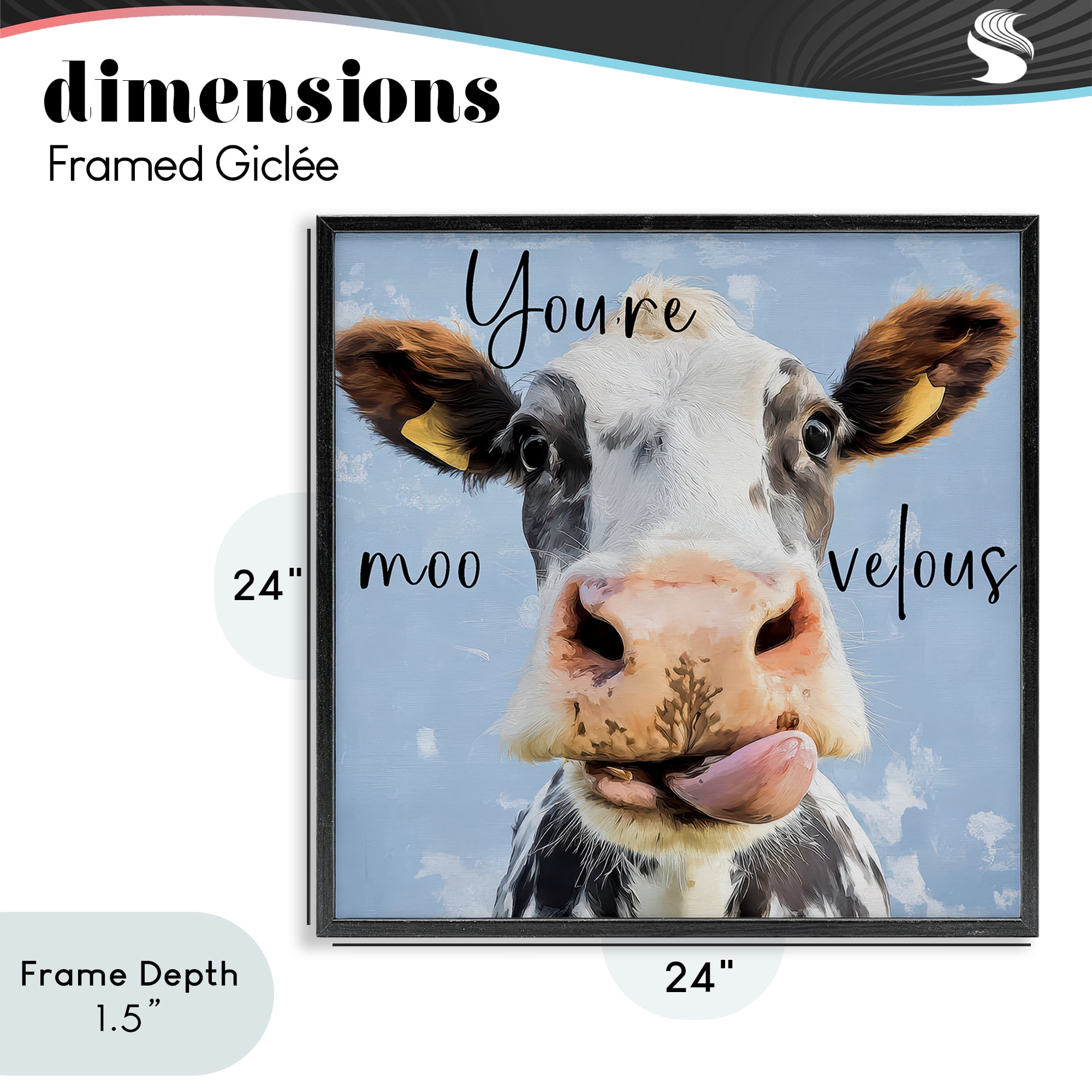 Stupell Industries You're Moo-velous Cow Black Framed Giclee Art, design by Kim Curinga