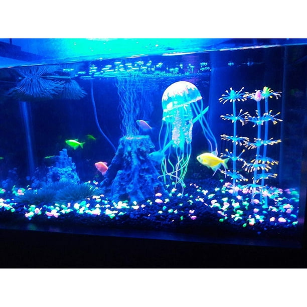 4PCS Aquarium Ornament Luminous Artificial Jellyfish Aquatic Plant Faux  Coral 