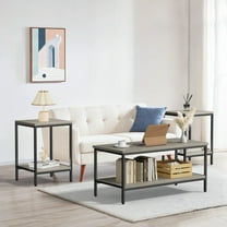 JOZ 3-Piece Coffee Table and End Table Set with Storage, Includes 1 Coffee Table & 2 End Tables, Rock Gray