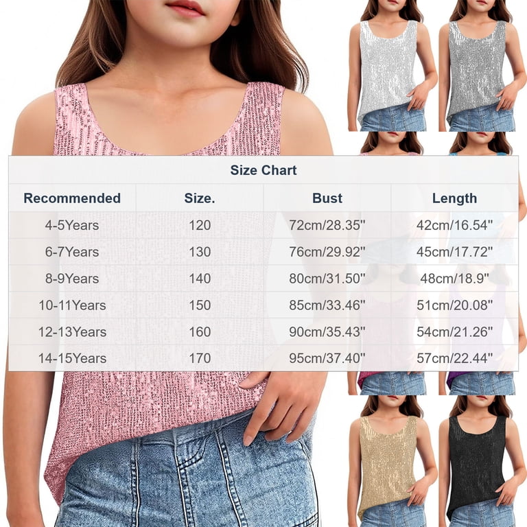 Kids Casual Top, Solid Color, Sequin Detail, Summer, Spring, Everyday ...