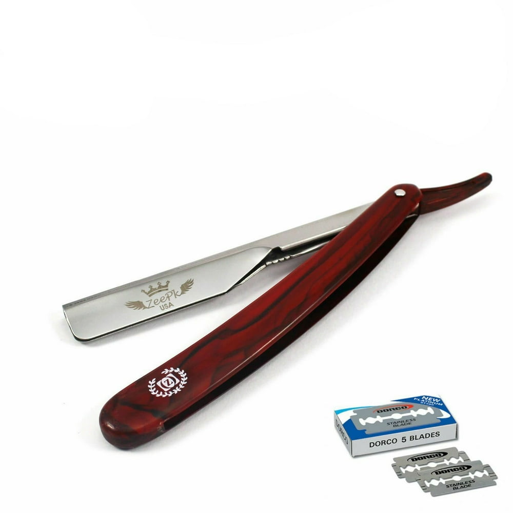 ZEEPK BARBER SALON CUT THROAT (SHAVETTE) STRAIGHT RAZOR + 10 DORCO