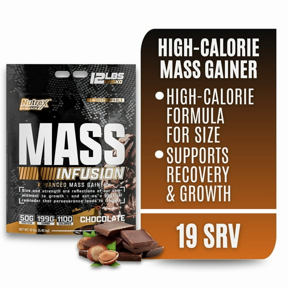 Nutrex Research Mass Infusion Chocolate High Calorie Mass Gainer Protein Powder 12 lb
