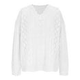 thumbnail image 7 of Lenpel Women's Crochet Sweaters Scalloped V Neck Long Sleeve Hollow out Knit Tops Casual Pullover Sweaters(White,X-Large), 7 of 7