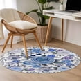 thumbnail image 4 of Round Rugs 3 Ft, Boho Blue Flower Non Slip Area Rugs for Kitchen Bedroom Entryway, Spring Watercolor Country Floral Plant Washable Carpet Runner Rug Floor Mats for Bedroom Home Decor, 4 of 8