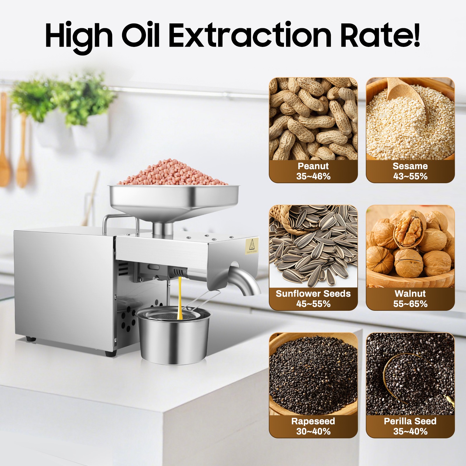 Automatic Oil Press Machine Cold Hot Oil Extractor Peanut Coconut Press for Pressing Various Materials