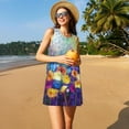thumbnail image 2 of Horeoi Spring Flower Seasonal Print Women's Sleeveless Dress Cotton-like Flared Hem Deep Side Pockets Above-Knee, 2 of 6