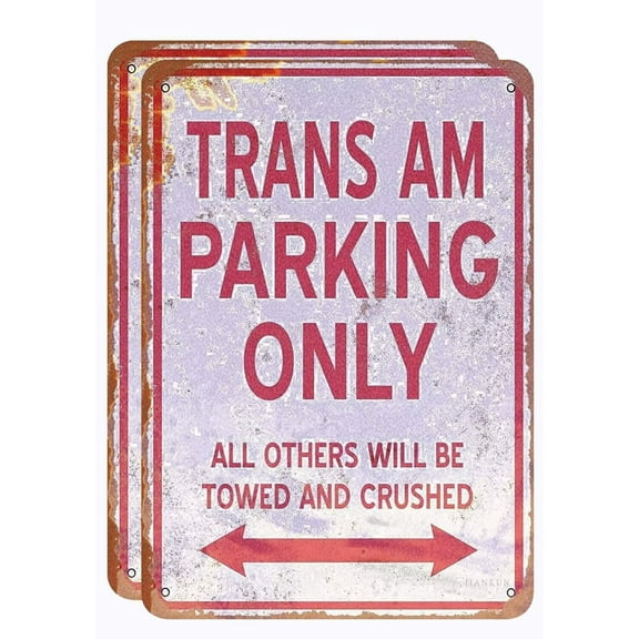 Man Cave Decor 2 Pieces Trans Am Parking Only Vintage Metal Sign Fun Parking Restriction Tin Signs Best Wall Gift For Garage/bathroom/car Park 8 X 12 Inch