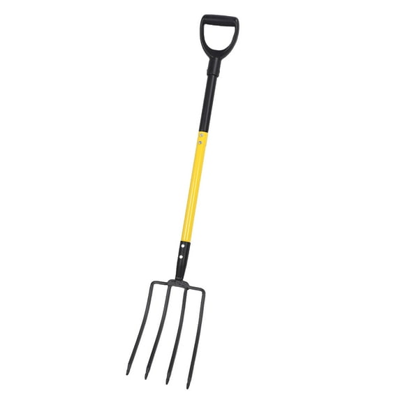 Compost Fork, 46 Inch 4 Tines Pitchfork Hardwood Handle for Gardening Digging Composting Spading