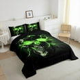 thumbnail image 3 of Castle Fairy 3-Piece Queen Size Comforter Set - Skull Lightning Gothic Green Print, 3 of 8