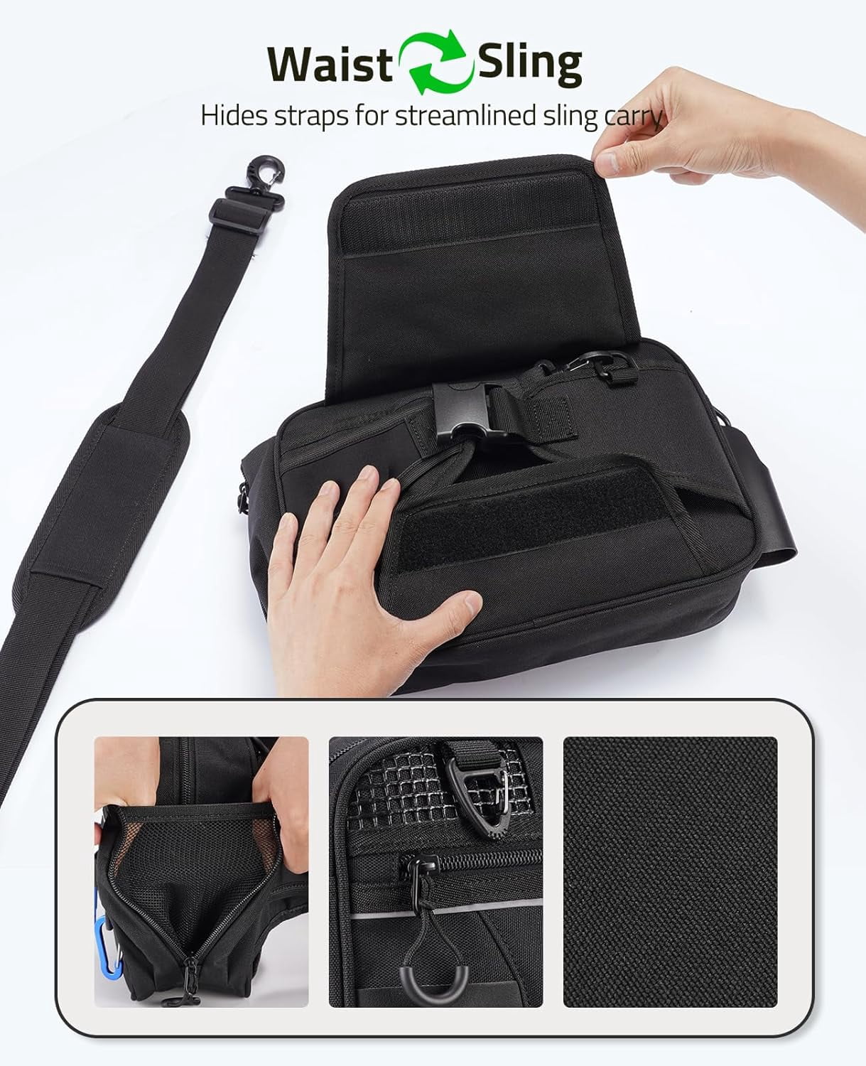 Fishing Tackle Bag Waist Pack with Rod Holder, Water Resistant Fanny Pack Includes 3600 Tackle Box, Waterproof Pouch & Carabiners