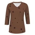 thumbnail image 6 of Holzkary 3/4 Sleeve T Shirts for Women Women's Fashion Casual Print Three Quarter Sleeve Top T Shirt Summer Tops Fall Fashion Blouses Beach Vacation Clothes Spring Tunic 2025 Trendy Khaki L, 6 of 9